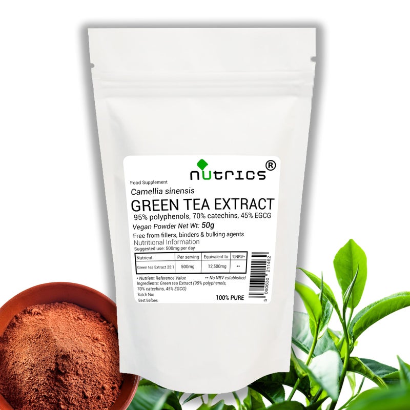 NutricsÂ® 25:1 Green Tea Extract 95% Polyphenols 70% catechins 45% EGCG 50g